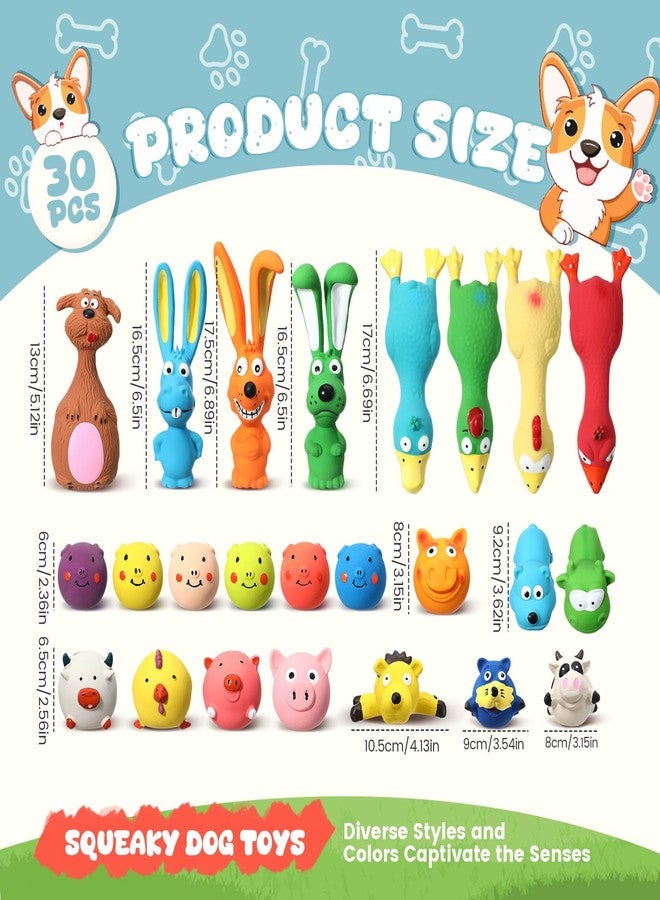 Vertintong 30 Pcs Latex Squeaky Dog Toys Soft Rubber Dog Chew Toy Animal Standing Stick Puppy Fetch Interactive Play Assorted Accessories for Small Medium Large Pets - Image 2
